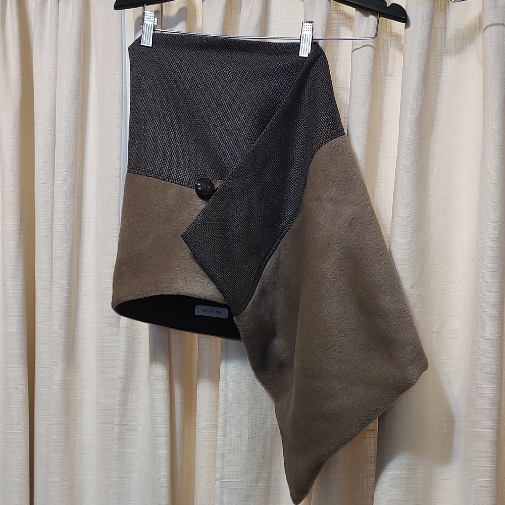 Mona Wrap Asymmetrical Business Scarf in Brown And Tan